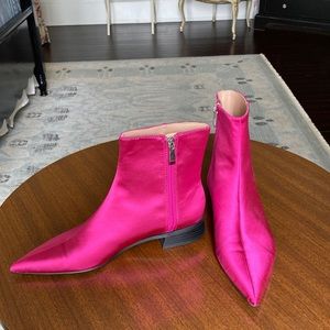 Hot Pink Pointed Ankle Boots